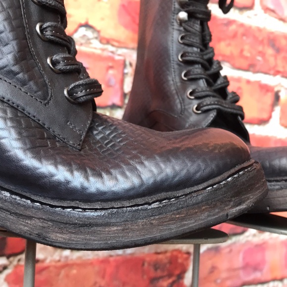 Free People Leather Santa Fe Lace-Up Boot in Black Embossed - Picture 10 of 17